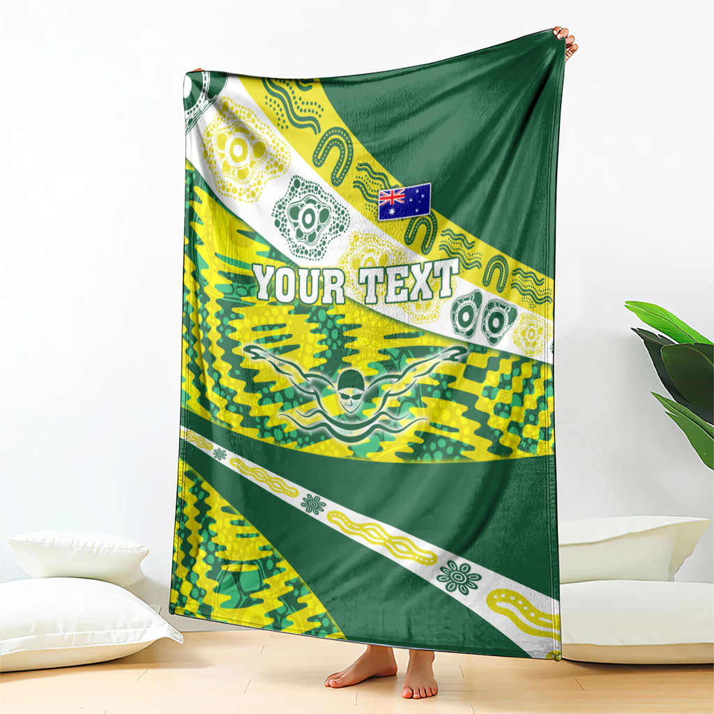 Personalised Australia Swimming Athlete Blanket Aboriginal Pattern Freestyle Swimmer Patriotic