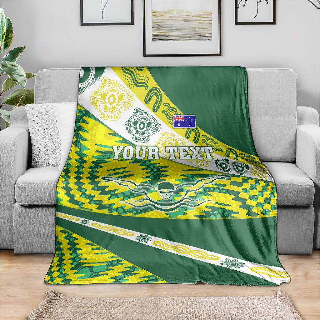 Personalised Australia Swimming Athlete Blanket Aboriginal Pattern Freestyle Swimmer Patriotic