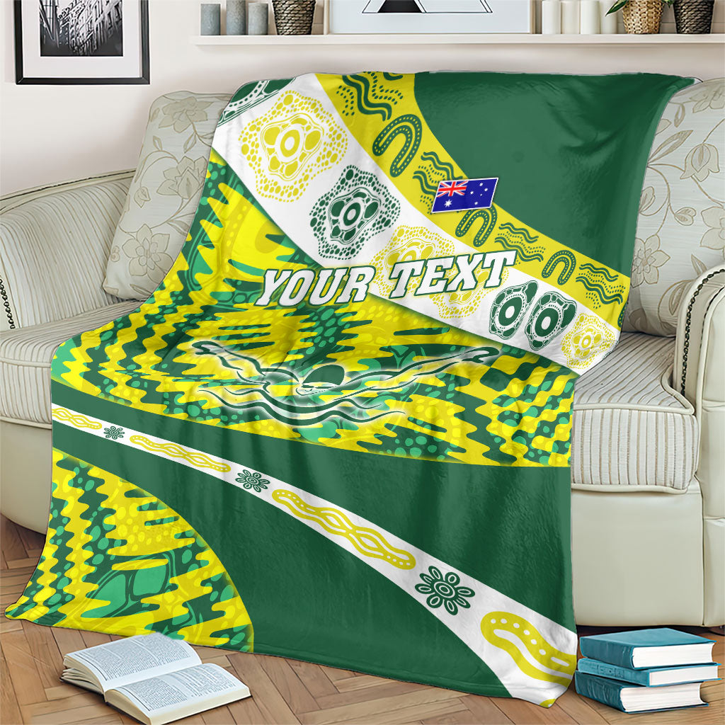 Personalised Australia Swimming Athlete Blanket Aboriginal Pattern Freestyle Swimmer Patriotic