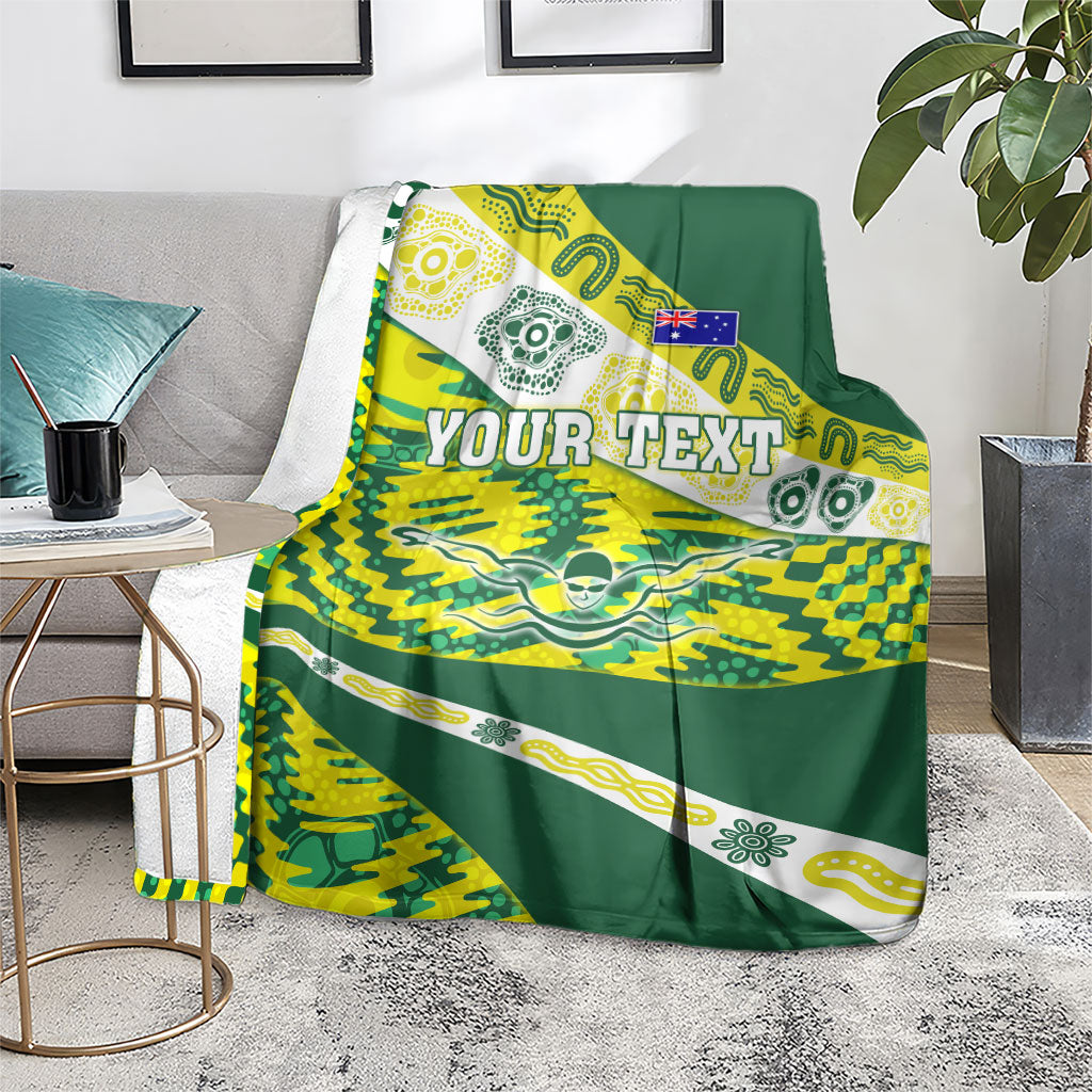 Personalised Australia Swimming Athlete Blanket Aboriginal Pattern Freestyle Swimmer Patriotic