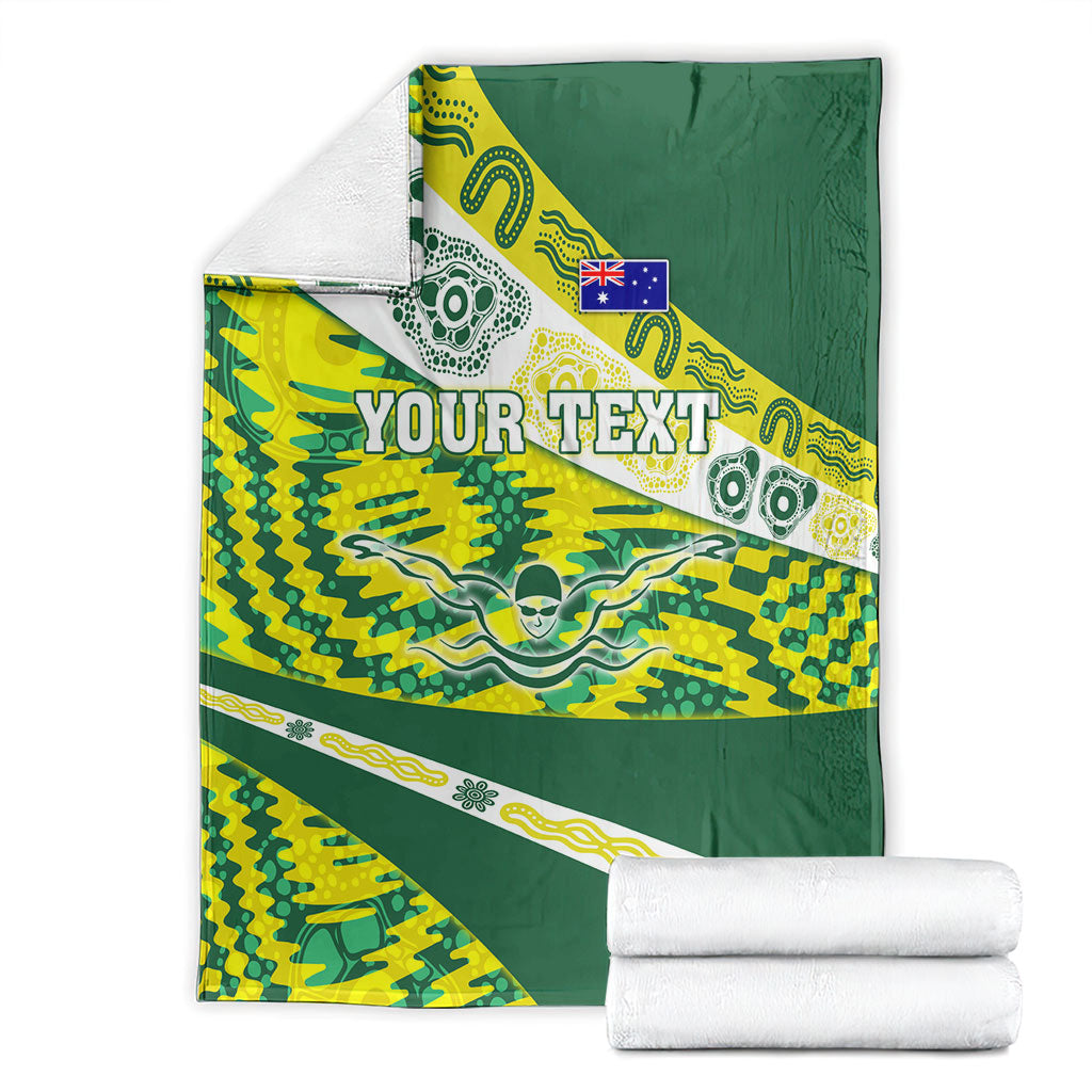 Personalised Australia Swimming Athlete Blanket Aboriginal Pattern Freestyle Swimmer Patriotic