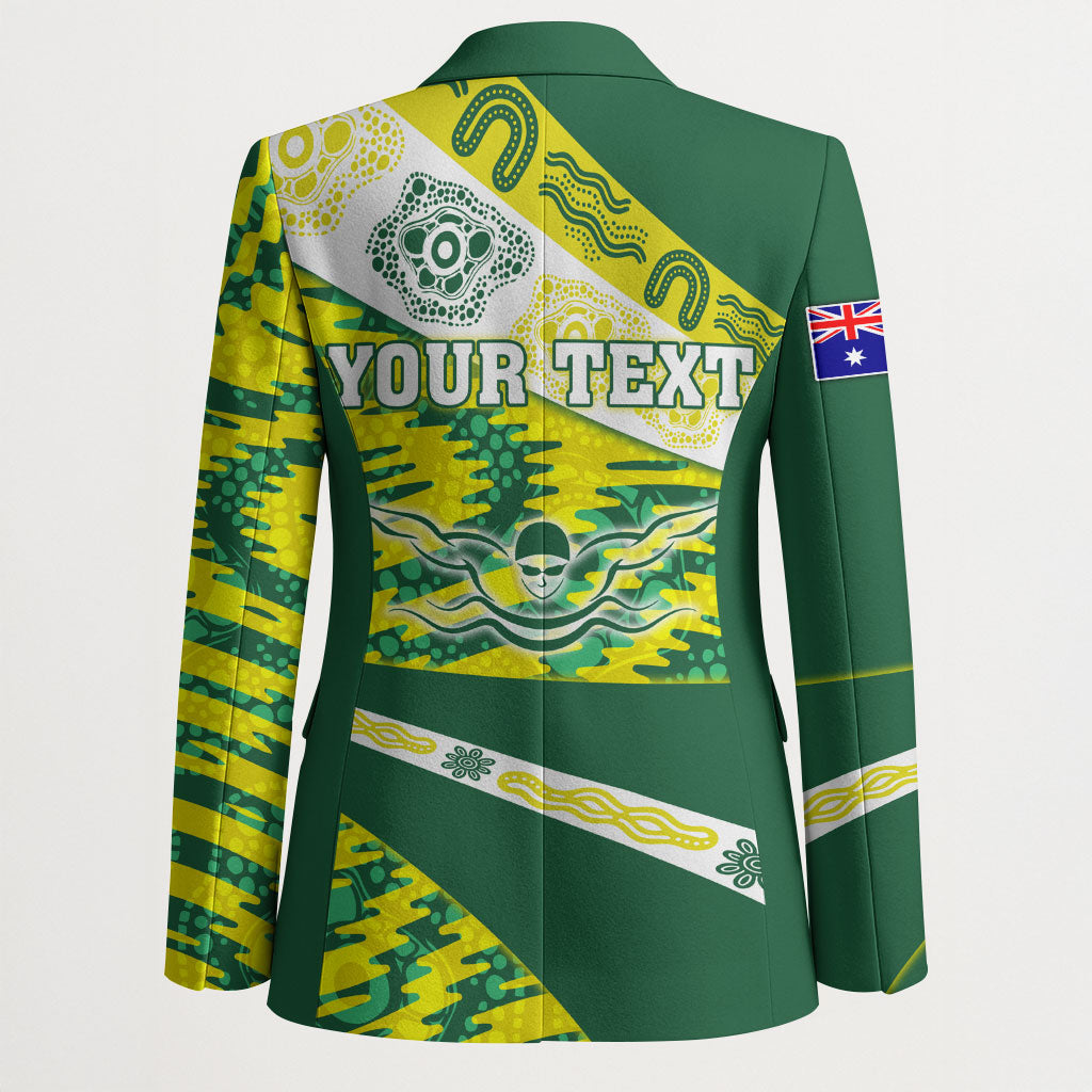 Personalised Australia Swimming Athlete Blazer Aboriginal Pattern Freestyle Swimmer Patriotic