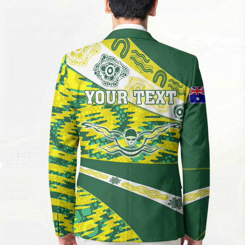 Personalised Australia Swimming Athlete Blazer Aboriginal Pattern Freestyle Swimmer Patriotic