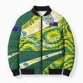 Personalised Australia Swimming Athlete Bomber Puffer Jacket Aboriginal Pattern Freestyle Swimmer Patriotic