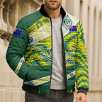 Personalised Australia Swimming Athlete Bomber Puffer Jacket Aboriginal Pattern Freestyle Swimmer Patriotic