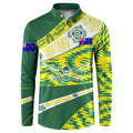 Personalised Australia Swimming Athlete Button Sweatshirt Aboriginal Pattern Freestyle Swimmer Patriotic