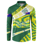 Personalised Australia Swimming Athlete Button Sweatshirt Aboriginal Pattern Freestyle Swimmer Patriotic
