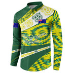 Personalised Australia Swimming Athlete Button Sweatshirt Aboriginal Pattern Freestyle Swimmer Patriotic