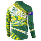 Personalised Australia Swimming Athlete Button Sweatshirt Aboriginal Pattern Freestyle Swimmer Patriotic