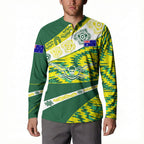 Personalised Australia Swimming Athlete Button Sweatshirt Aboriginal Pattern Freestyle Swimmer Patriotic