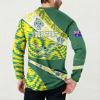 Personalised Australia Swimming Athlete Button Sweatshirt Aboriginal Pattern Freestyle Swimmer Patriotic