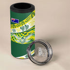 Personalised Australia Swimming Athlete 4 in 1 Can Cooler Tumbler Aboriginal Pattern Freestyle Swimmer Patriotic