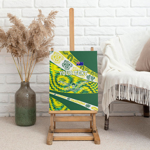Personalised Australia Swimming Athlete Canvas Wall Art Aboriginal Pattern Freestyle Swimmer Patriotic