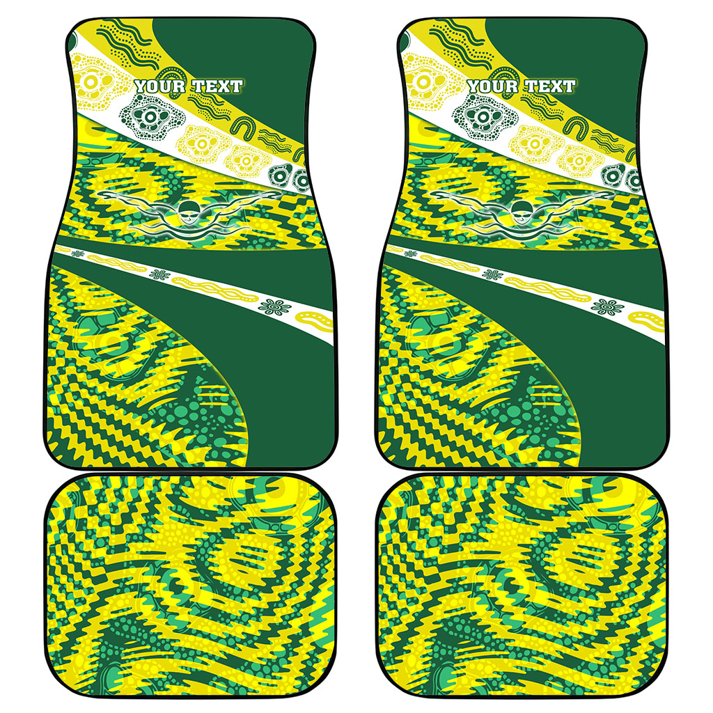 Personalised Australia Swimming Athlete Car Mats Aboriginal Pattern Freestyle Swimmer Patriotic