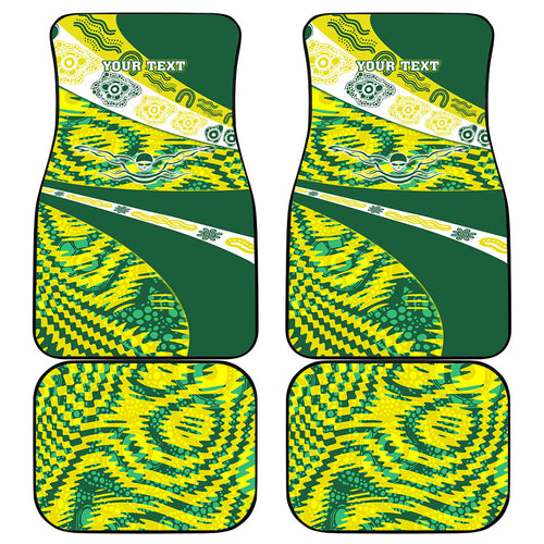 Personalised Australia Swimming Athlete Car Mats Aboriginal Pattern Freestyle Swimmer Patriotic