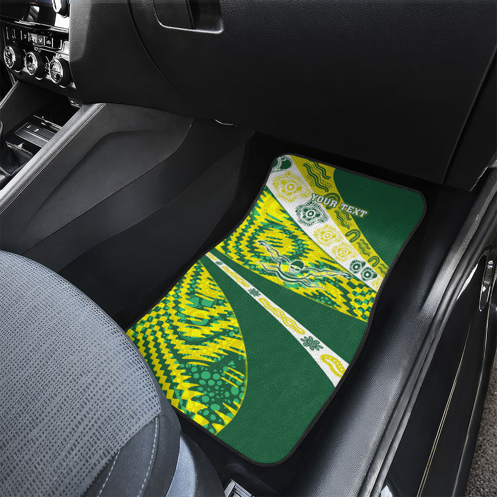 Personalised Australia Swimming Athlete Car Mats Aboriginal Pattern Freestyle Swimmer Patriotic