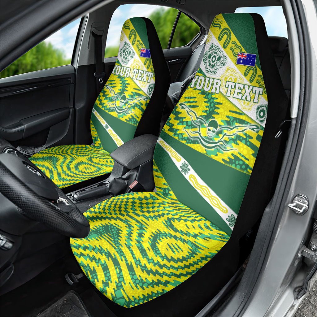 Personalised Australia Swimming Athlete Car Seat Cover Aboriginal Pattern Freestyle Swimmer Patriotic