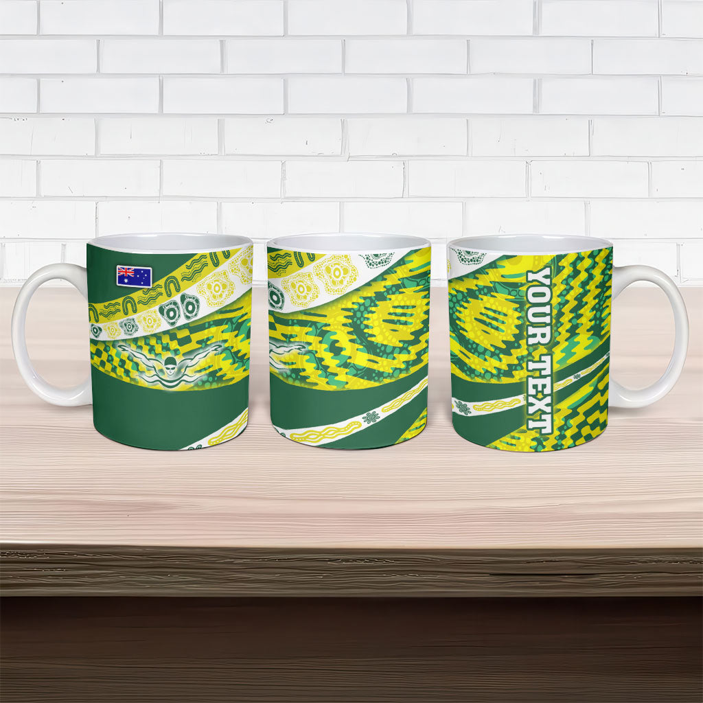 Personalised Australia Swimming Athlete Ceramic Mug Aboriginal Pattern Freestyle Swimmer Patriotic