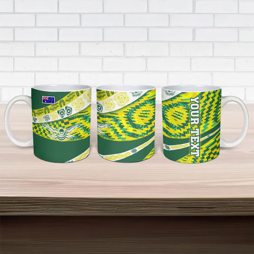 Personalised Australia Swimming Athlete Ceramic Mug Aboriginal Pattern Freestyle Swimmer Patriotic