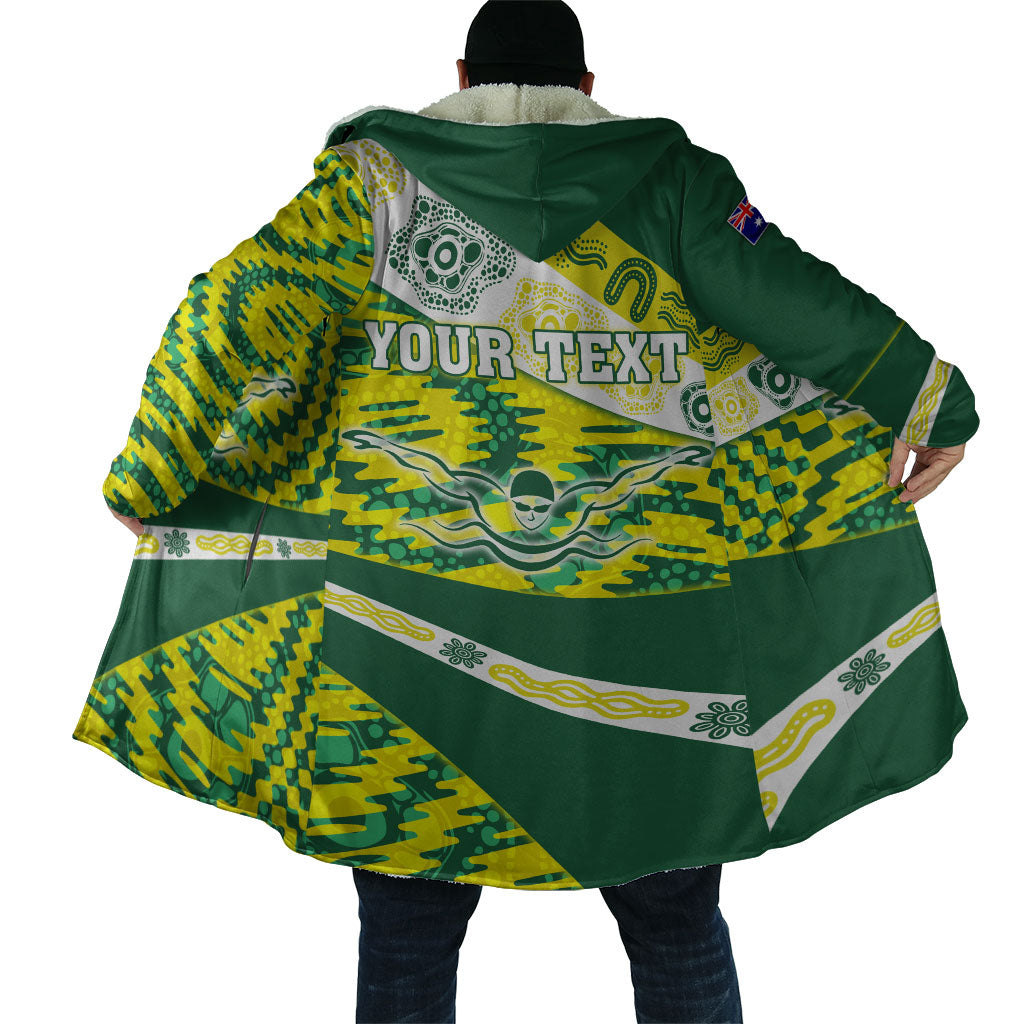 Personalised Australia Swimming Athlete Cloak Aboriginal Pattern Freestyle Swimmer Patriotic
