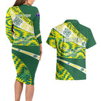Personalised Australia Swimming Athlete Couples Matching Long Sleeve Bodycon Dress and Hawaiian Shirt Aboriginal Pattern Freestyle Swimmer Patriotic