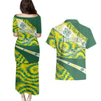 Personalised Australia Swimming Athlete Couples Matching Puletasi and Hawaiian Shirt Aboriginal Pattern Freestyle Swimmer Patriotic