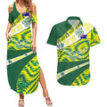 Personalised Australia Swimming Athlete Couples Matching Summer Maxi Dress and Hawaiian Shirt Aboriginal Pattern Freestyle Swimmer Patriotic