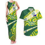 Personalised Australia Swimming Athlete Couples Matching Tank Maxi Dress and Hawaiian Shirt Aboriginal Pattern Freestyle Swimmer Patriotic