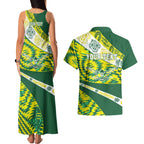 Personalised Australia Swimming Athlete Couples Matching Tank Maxi Dress and Hawaiian Shirt Aboriginal Pattern Freestyle Swimmer Patriotic