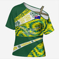 Personalised Australia Swimming Athlete Cross Shoulder Shirt Aboriginal Pattern Freestyle Swimmer Patriotic