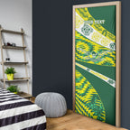 Personalised Australia Swimming Athlete Door Cover Aboriginal Pattern Freestyle Swimmer Patriotic