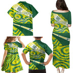 Personalised Australia Swimming Athlete Family Matching Puletasi and Hawaiian Shirt Aboriginal Pattern Freestyle Swimmer Patriotic