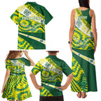 Personalised Australia Swimming Athlete Family Matching Tank Maxi Dress and Hawaiian Shirt Aboriginal Pattern Freestyle Swimmer Patriotic