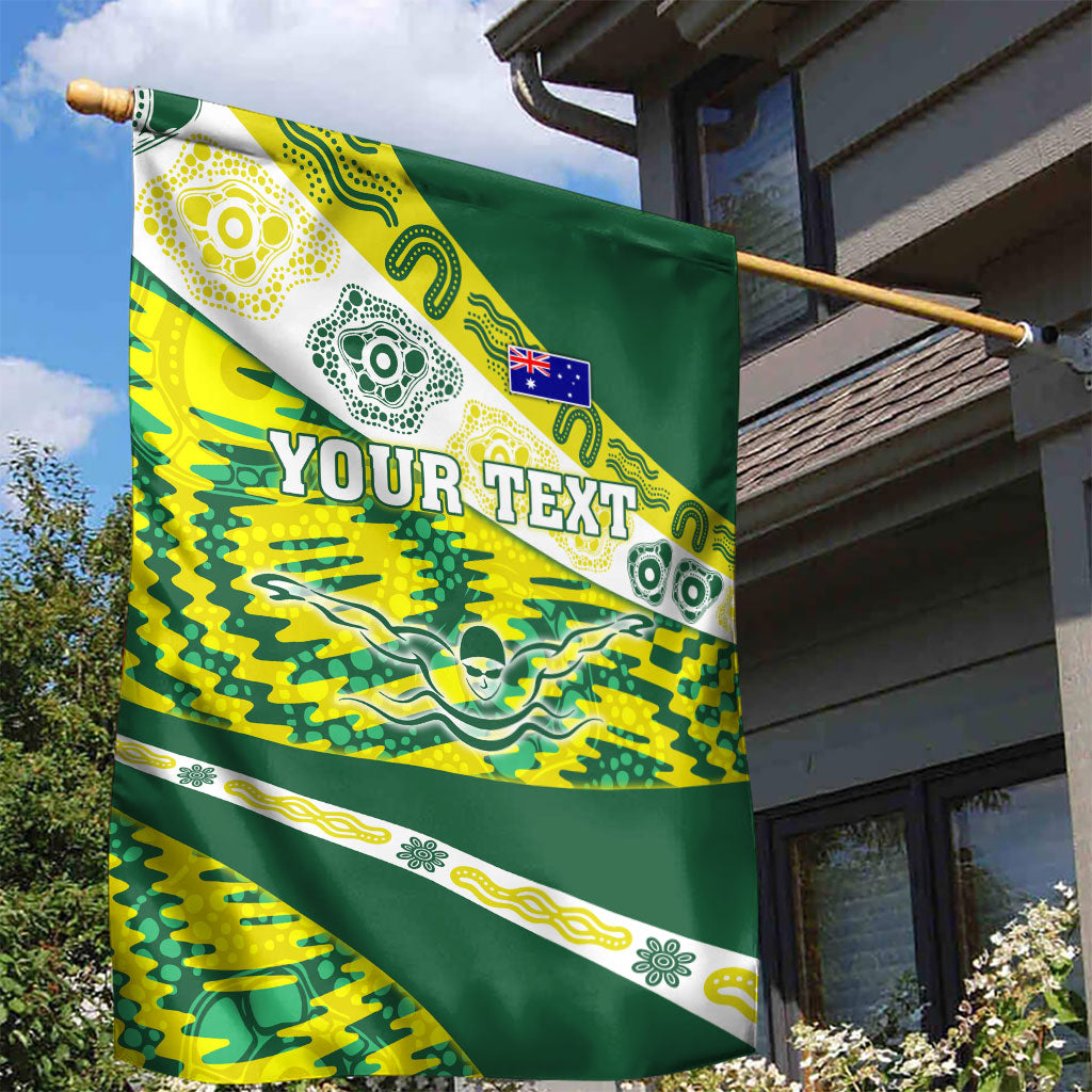 Personalised Australia Swimming Athlete Garden Flag Aboriginal Pattern Freestyle Swimmer Patriotic