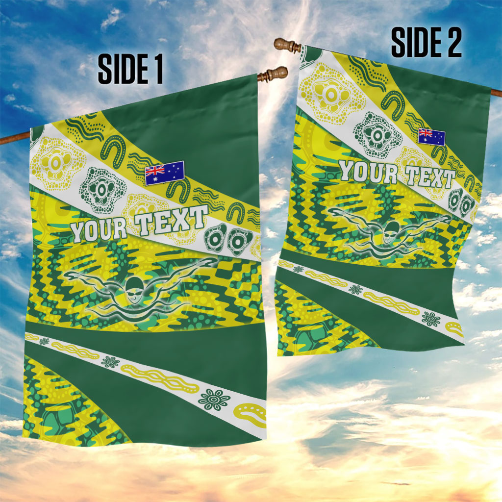 Personalised Australia Swimming Athlete Garden Flag Aboriginal Pattern Freestyle Swimmer Patriotic