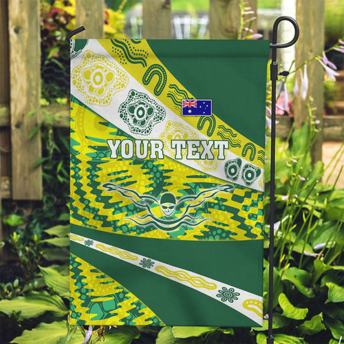 Personalised Australia Swimming Athlete Garden Flag Aboriginal Pattern Freestyle Swimmer Patriotic