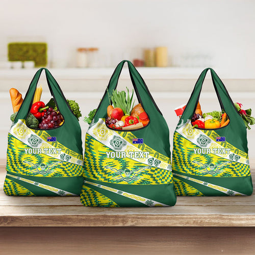 Personalised Australia Swimming Athlete Grocery Bag Aboriginal Pattern Freestyle Swimmer Patriotic