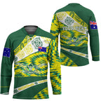Personalised Australia Swimming Athlete Hockey Jersey Aboriginal Pattern Freestyle Swimmer Patriotic