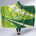 Personalised Australia Swimming Athlete Hooded Blanket Aboriginal Pattern Freestyle Swimmer Patriotic