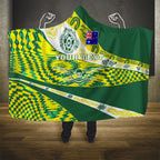 Personalised Australia Swimming Athlete Hooded Blanket Aboriginal Pattern Freestyle Swimmer Patriotic