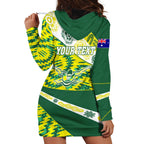 Personalised Australia Swimming Athlete Hoodie Dress Aboriginal Pattern Freestyle Swimmer Patriotic