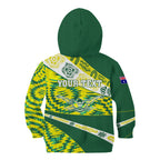 Personalised Australia Swimming Athlete Kid Hoodie Aboriginal Pattern Freestyle Swimmer Patriotic