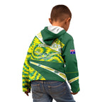 Personalised Australia Swimming Athlete Kid Hoodie Aboriginal Pattern Freestyle Swimmer Patriotic