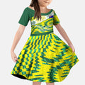 Personalised Australia Swimming Athlete Kid Short Sleeve Dress Aboriginal Pattern Freestyle Swimmer Patriotic