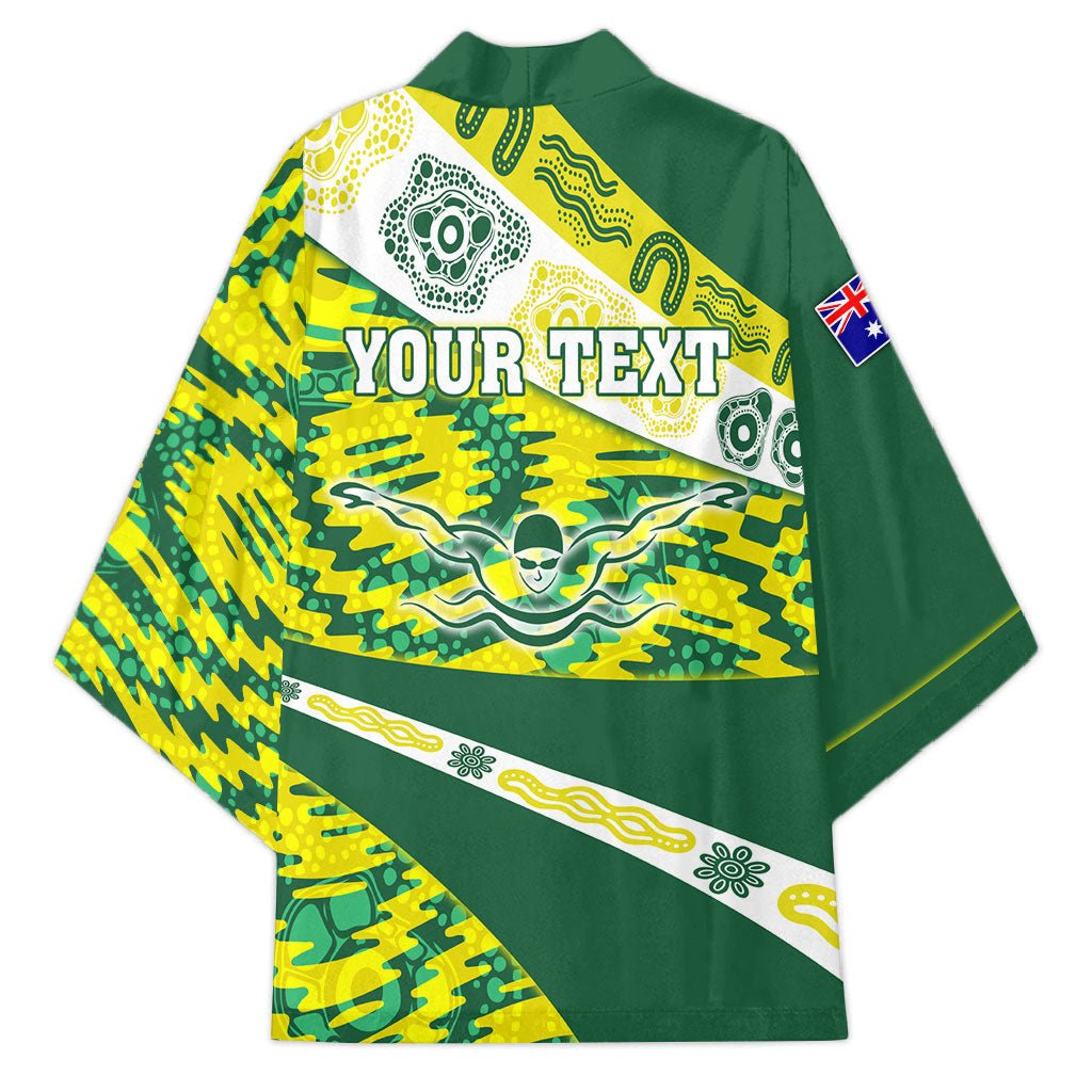 Personalised Australia Swimming Athlete Kimono Aboriginal Pattern Freestyle Swimmer Patriotic