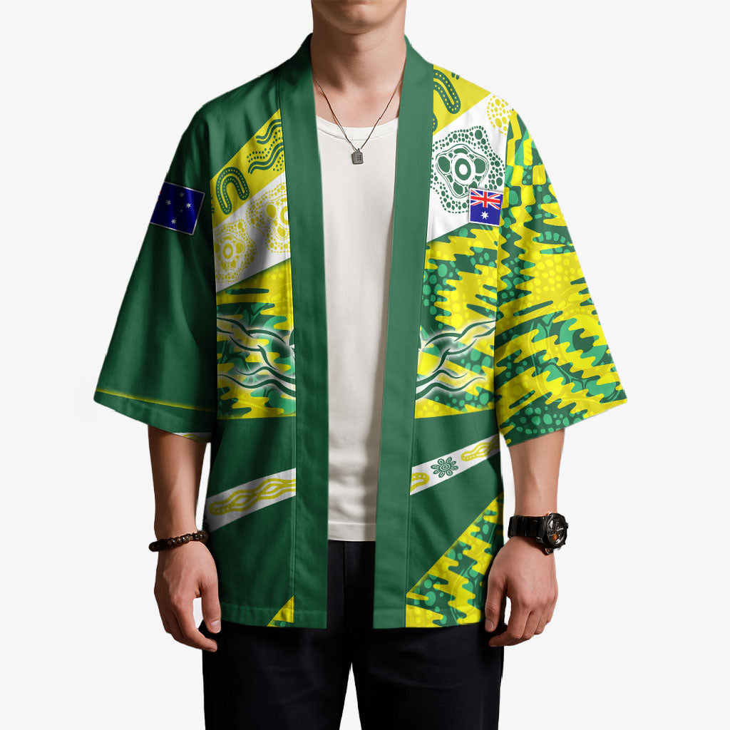 Personalised Australia Swimming Athlete Kimono Aboriginal Pattern Freestyle Swimmer Patriotic