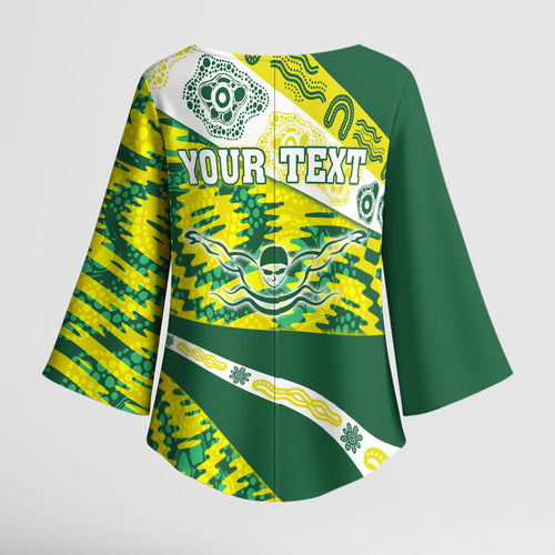 Personalised Australia Swimming Athlete Kimono Sleeve Blouse Aboriginal Pattern Freestyle Swimmer Patriotic