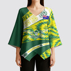 Personalised Australia Swimming Athlete Kimono Sleeve Blouse Aboriginal Pattern Freestyle Swimmer Patriotic