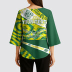 Personalised Australia Swimming Athlete Kimono Sleeve Blouse Aboriginal Pattern Freestyle Swimmer Patriotic