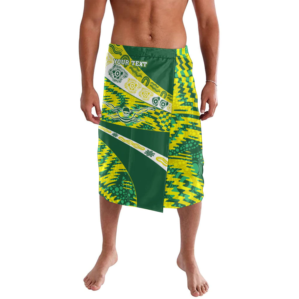 Personalised Australia Swimming Athlete Lavalava Aboriginal Pattern Freestyle Swimmer Patriotic